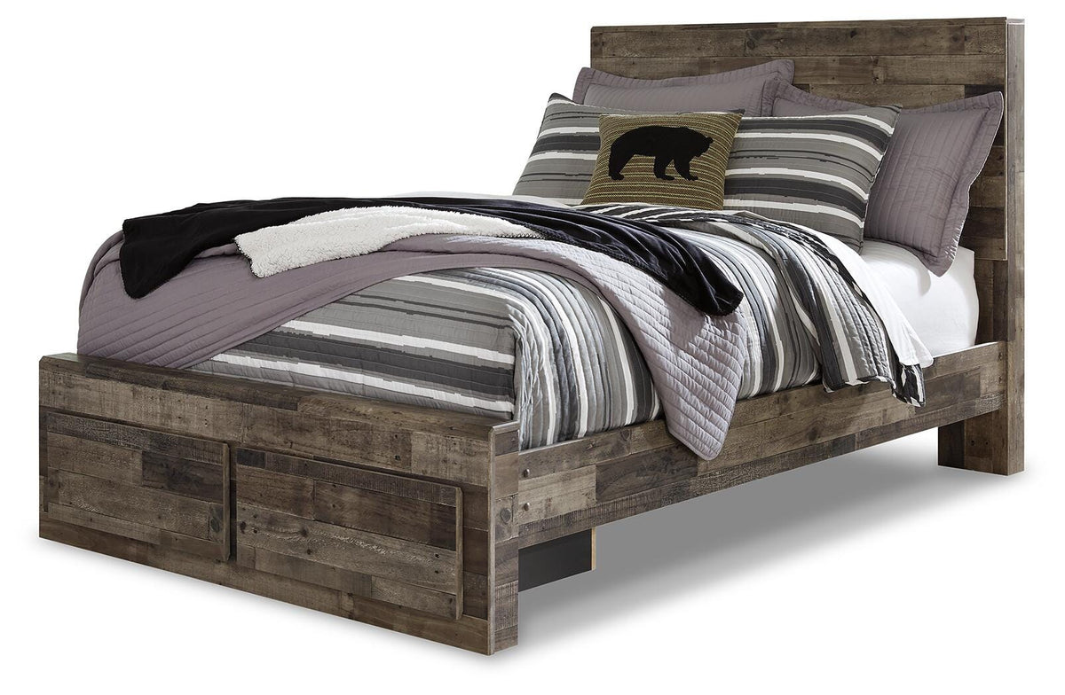Derekson Panel Storage Bed with Nightstand - Multi Gray  (B200-SI)