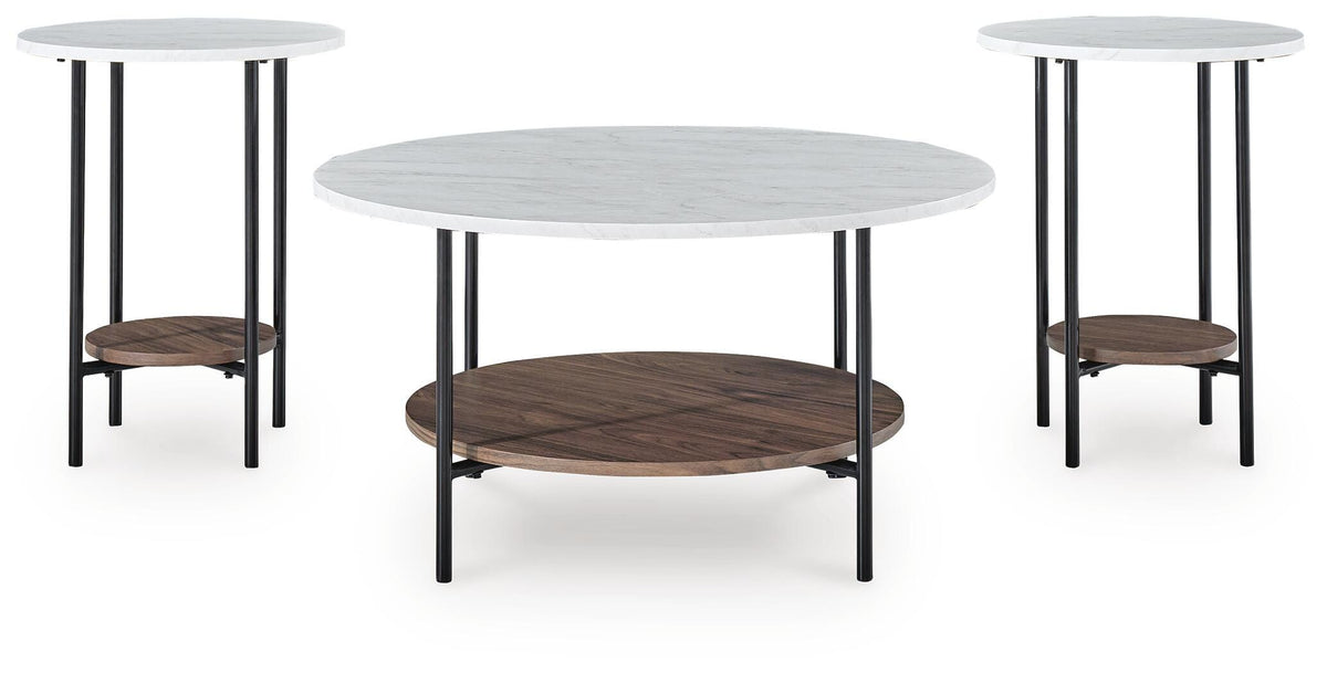 Wrenwich Table (Set of 3) - Brown/Black/White  (T167-SI) - Image 3