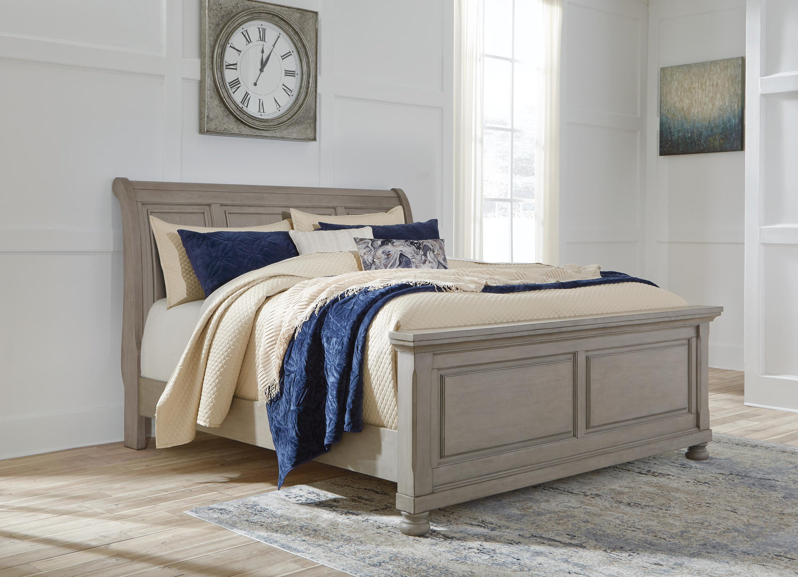 Lettner Sleigh Bed - Light Gray  (B733-SI) - Image 3