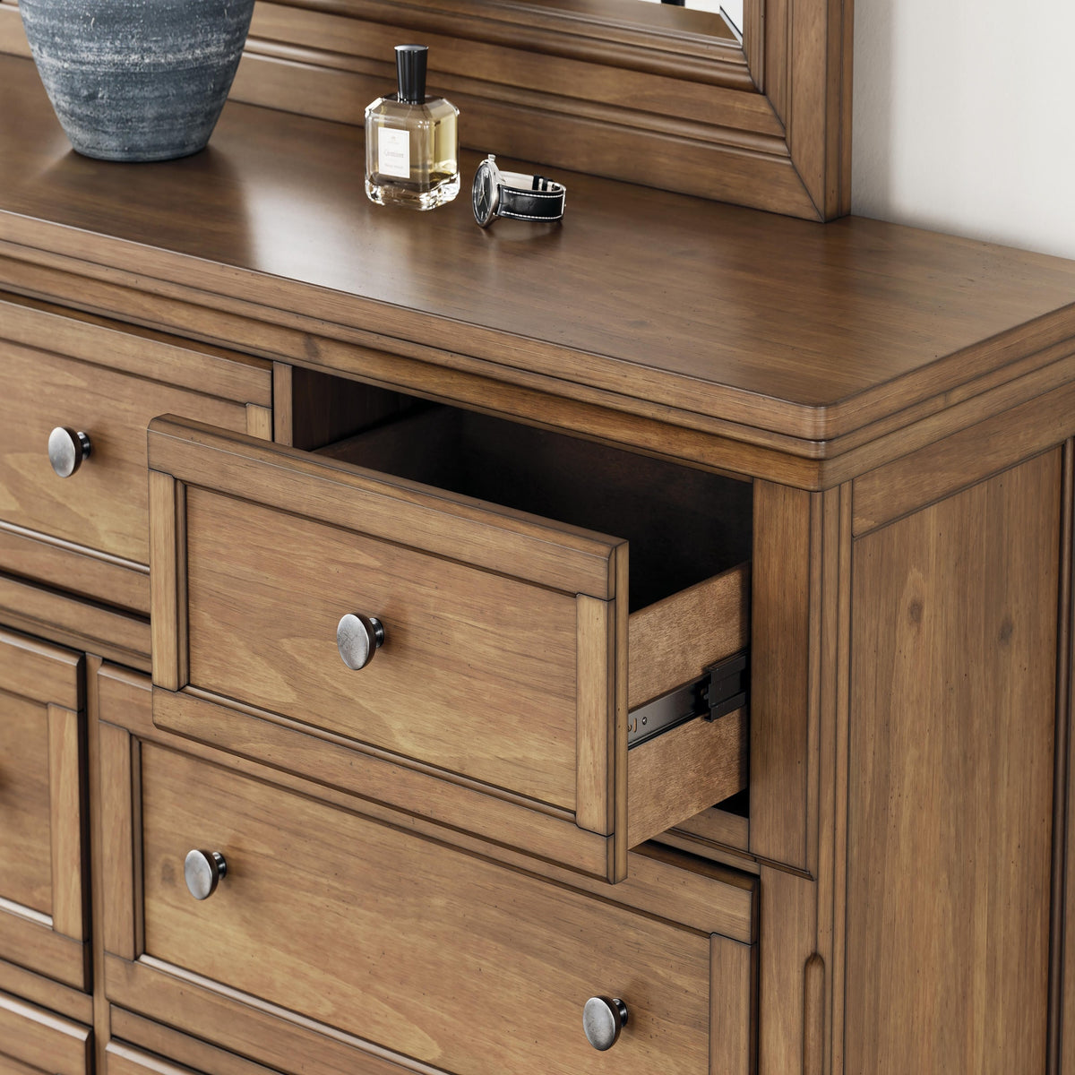 Feddinger Queen Sleigh Storage Bed, Dresser and Mirror (PCB779-SI) - Image 15