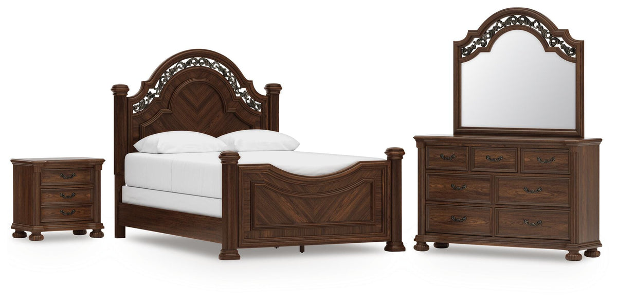 Lavinton Poster Bed, Dresser, Mirror and Nightstand - Brown  (B764-SI) - Image 2