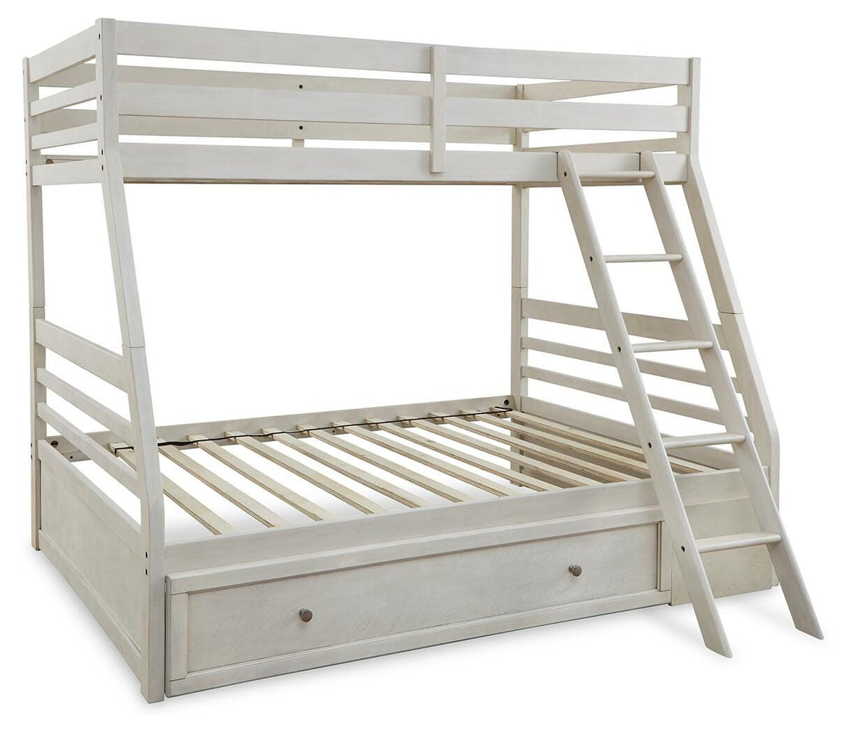 Robbinsdale Twin over Full with Storage and Mattresses - Antique White  (B742-SI) - Image 7