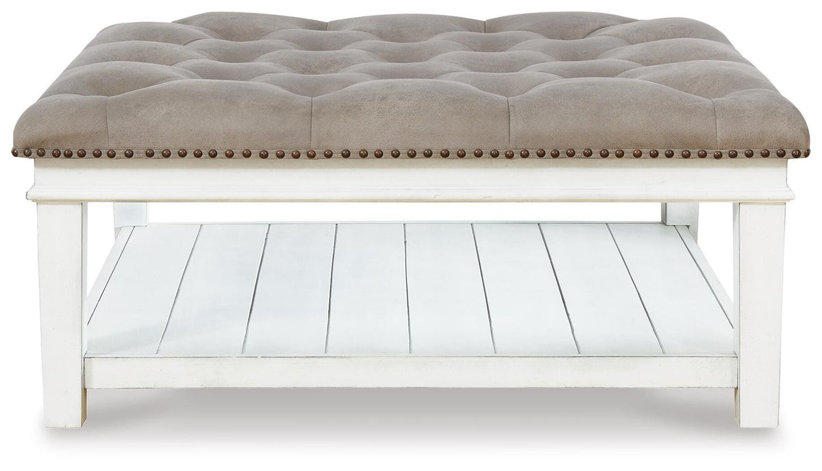 Kanwyn Upholstered Ottoman Coffee Table - Grayish Brown/White  (T937-SI) - Image 3