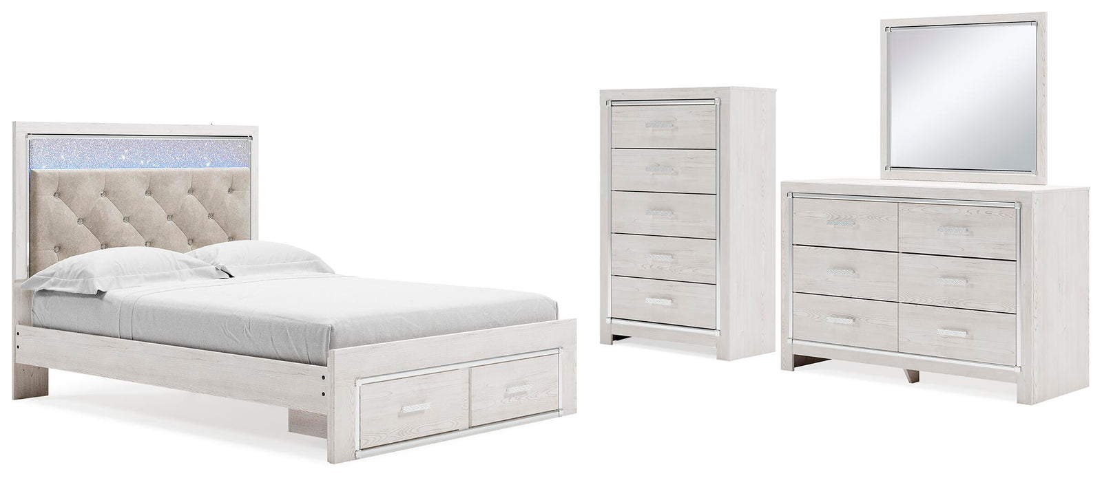 Altyra Panel Storage Bed, Dresser, Mirror and Chest - White  (B2640-SI)