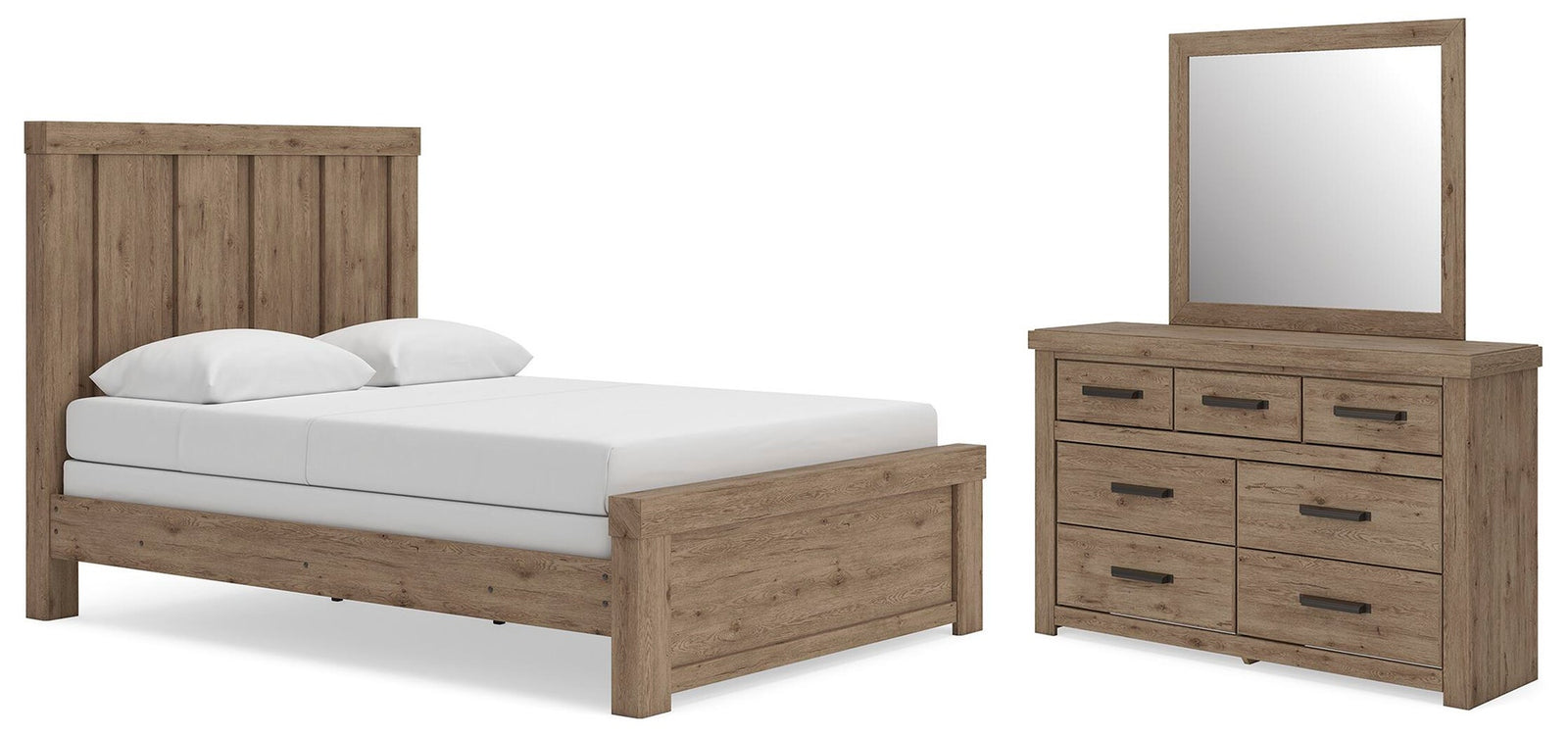Oliandon Queen Panel Bed, Dresser and Mirror (PCB2844-SI)