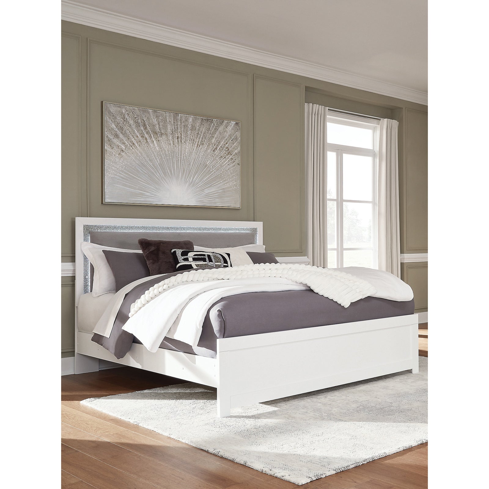 Maeling King Upholstered Panel Bed (PCB1119-SI) - Image 2
