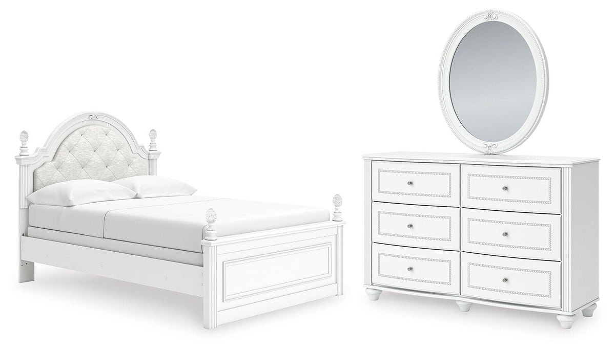 Kozlani Full Upholstered Panel Bed, Dresser and Mirror (PCB1819-SI)