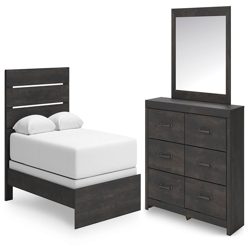 Hollivern Queen Panel Bed, Dresser and Mirror (PCB2108-SI)