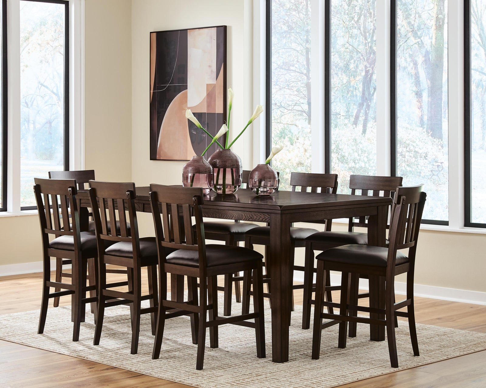 Haddigan Counter Height Extension Table and 8 Barstools (D596-SI) - Image 11