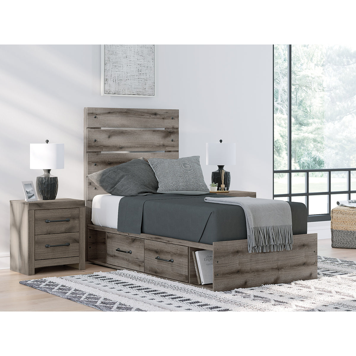 Graystorm Twin Panel Bed with Storage (PCB2405-SI) - Image 11
