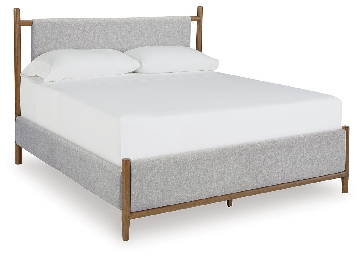 Lyncott Upholstered Bed, Dresser and Mirror - Brown  (B615-SI) - Image 5