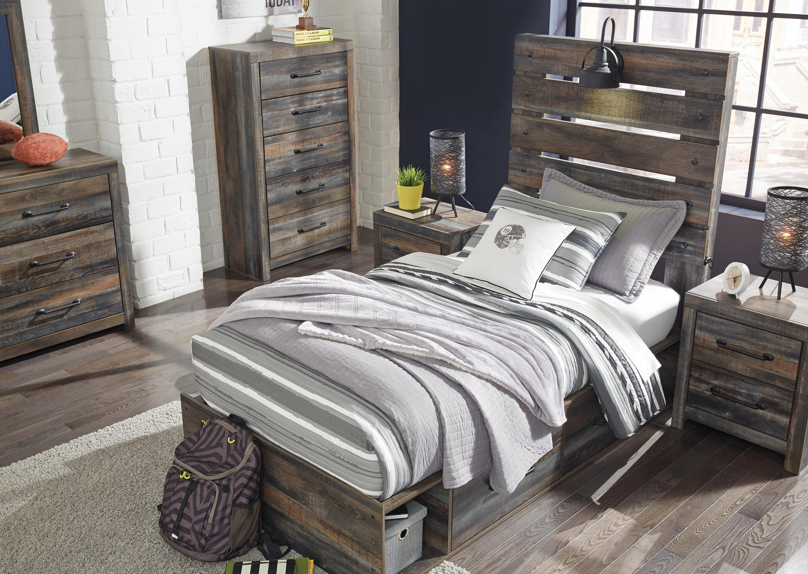 Drystan Panel Bed with 2 Storage Drawers (Youth) - Multi  (B211-SI) - Image 4