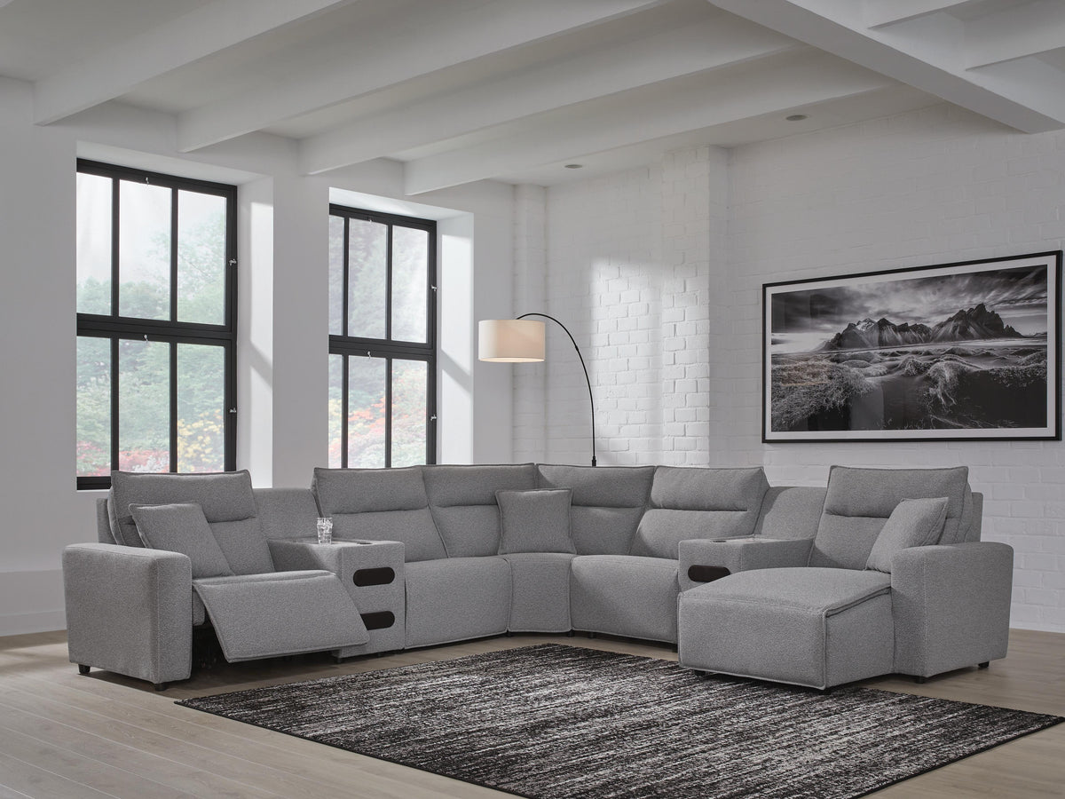 Modmax II 7-Piece Power Reclining Sectional with Chaise and Audio Consoles (65906-SI) - Image 2