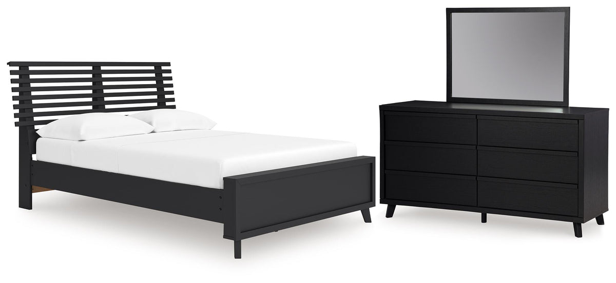 Danziar Slat Panel Platform Bed, Dresser and Mirror (B1013-SI)
