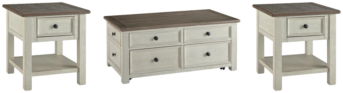 Bolanburg Coffee Table and 2 End Tables - Two-tone  (T637-SI)