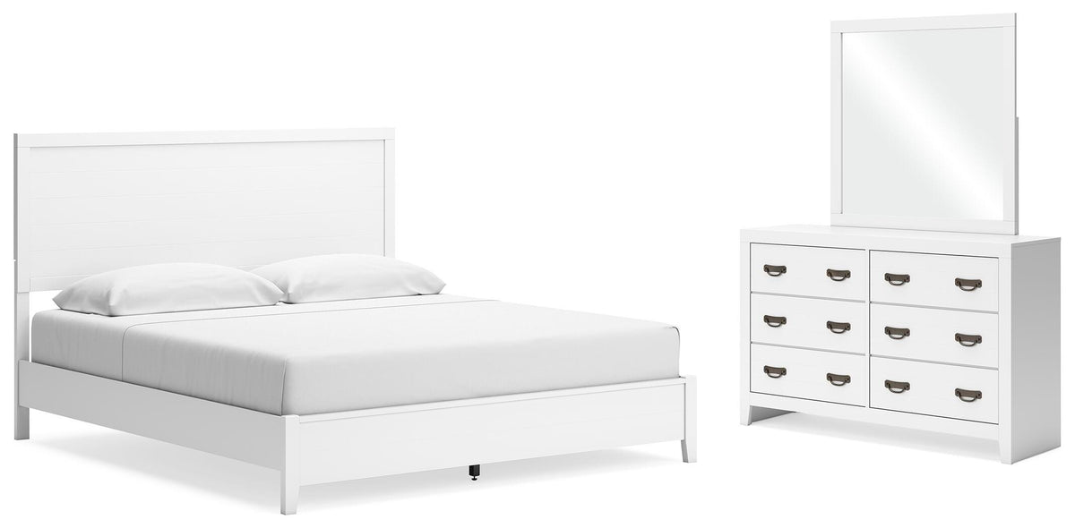 Binterglen Panel Bed, Dresser and Mirror - White  (B427-SI)