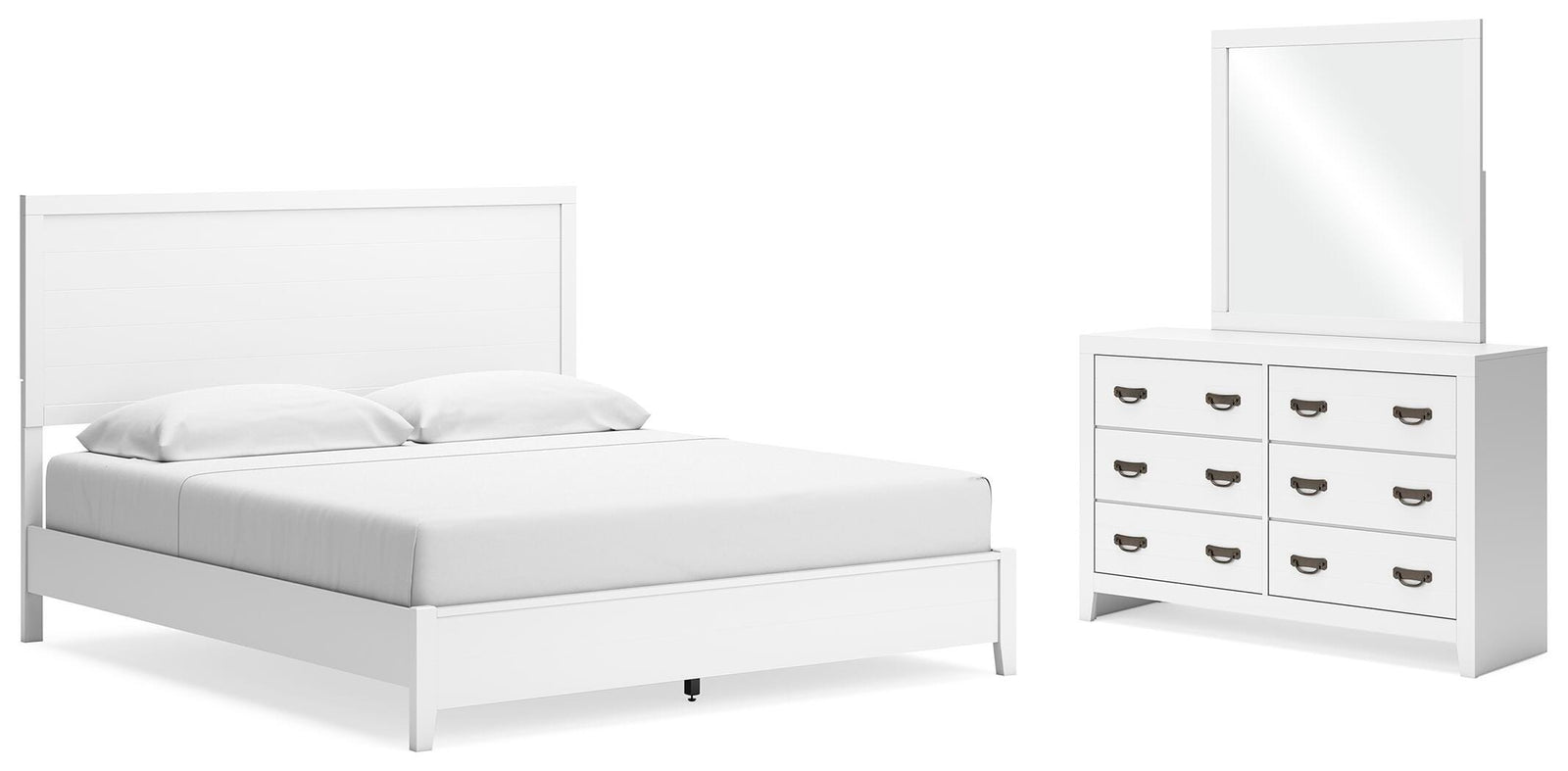 Binterglen Panel Bed, Dresser and Mirror - White  (B427-SI)