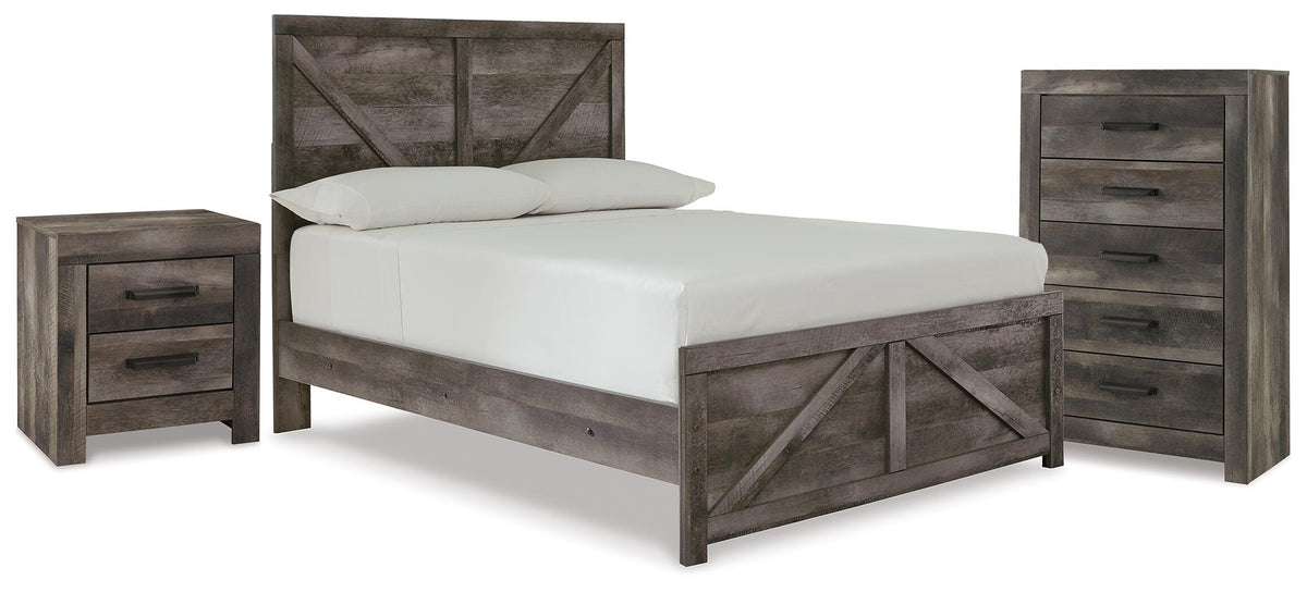 Wynnlow Panel Bed, Chest and Nightstand - Gray  (B440-SI)