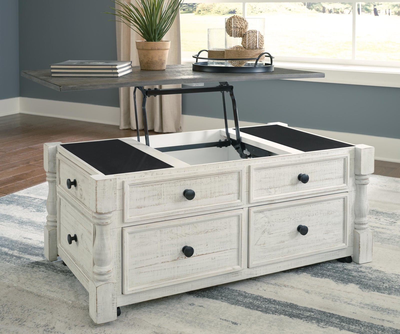 Havalance Lift Top Coffee Table and 2 End Tables - White/Gray  (T994-SI) - Image 16
