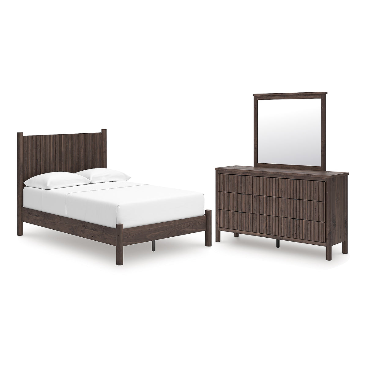 Pamytta Full Panel Platform Bed, Dresser and Mirror (PCB2614-SI)