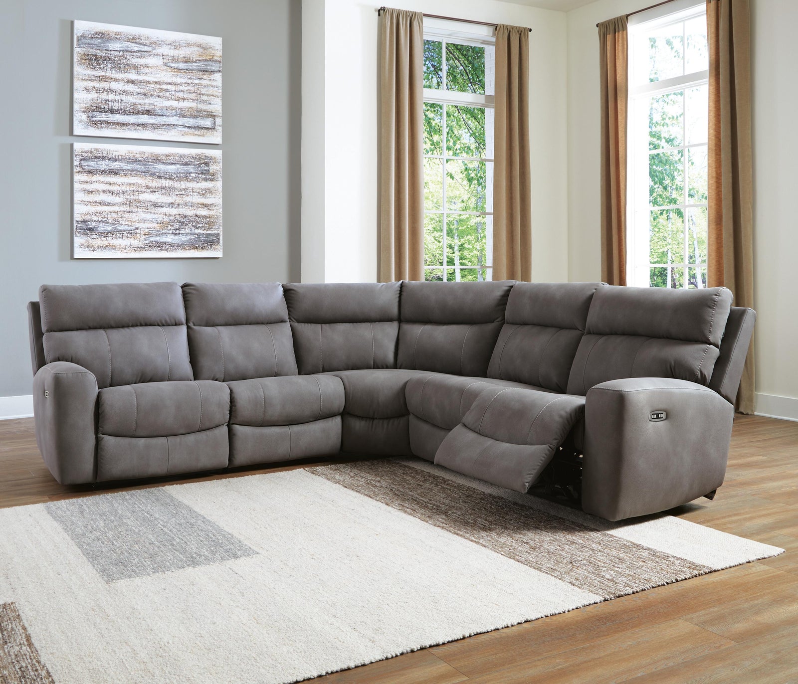 Next-Gen Durapella 5-Piece Power Reclining Sectional (61003-SI) - Image 4