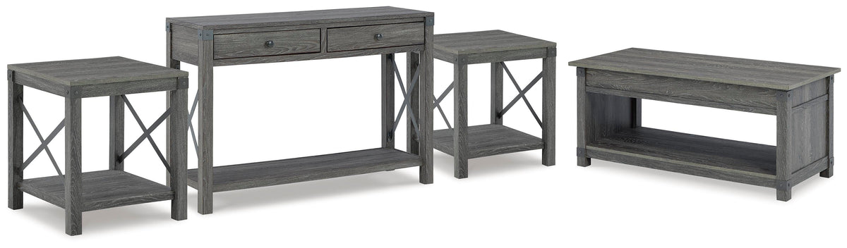 Freedan Lift-top Coffee Table, 2 End Tables and Console - Grayish Brown  (T175-SI) - Image 2