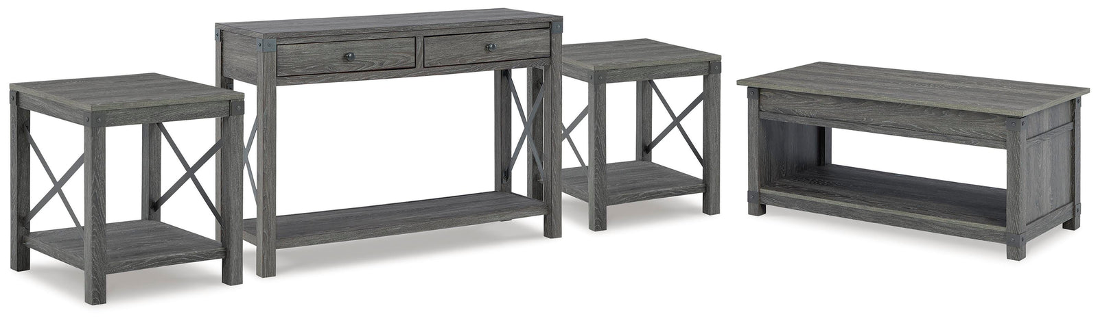 Freedan Lift-top Coffee Table, 2 End Tables and Console - Grayish Brown  (T175-SI) - Image 2