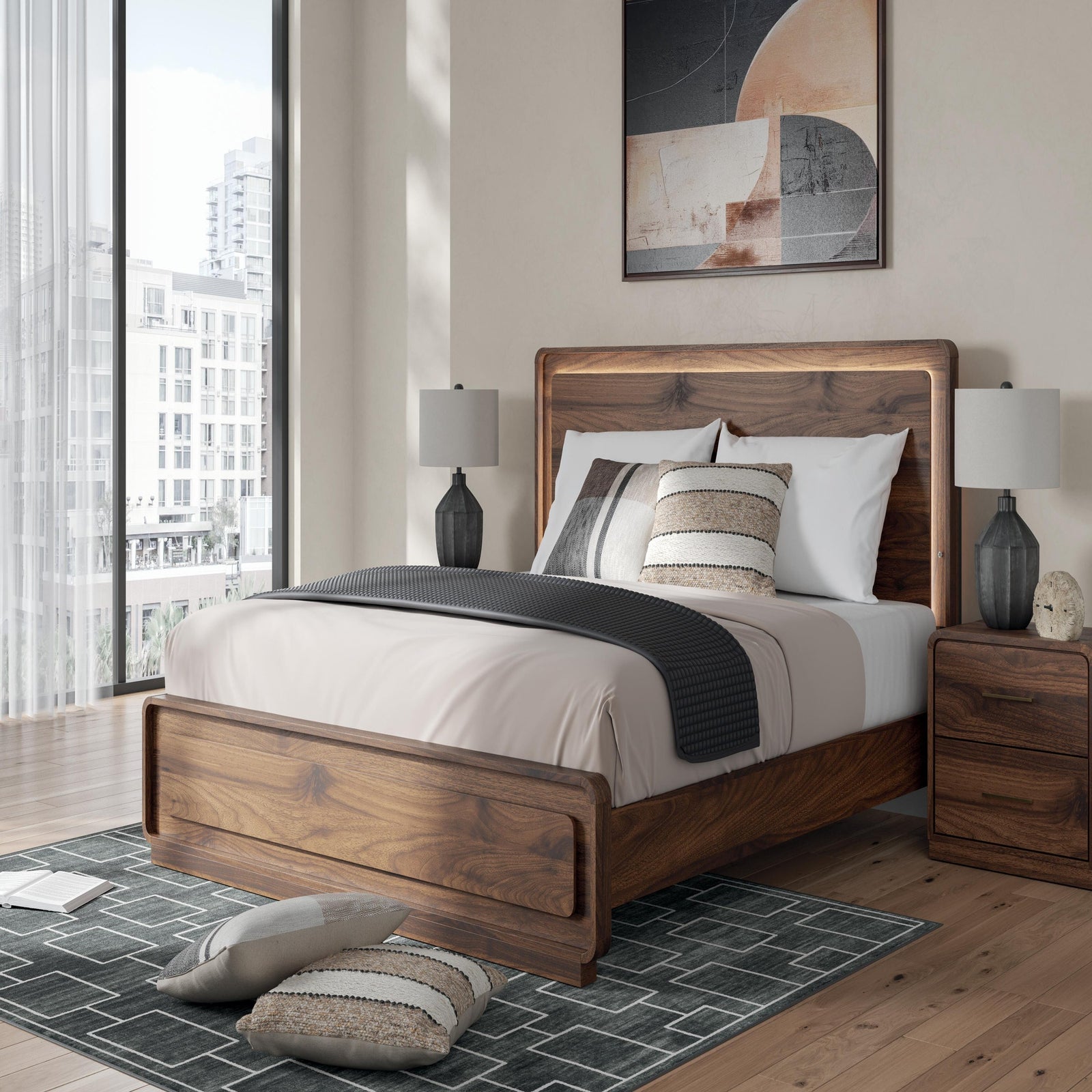Fortlorn King Panel Bed and 2 Nightstands (PCB386-SI) - Image 16