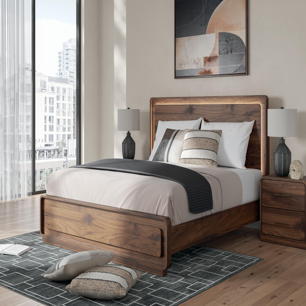 Fortlorn Queen Panel Bed, Dresser, Mirror, 2 Chests and 2 Nightstands (PCB386-SI) - Image 33