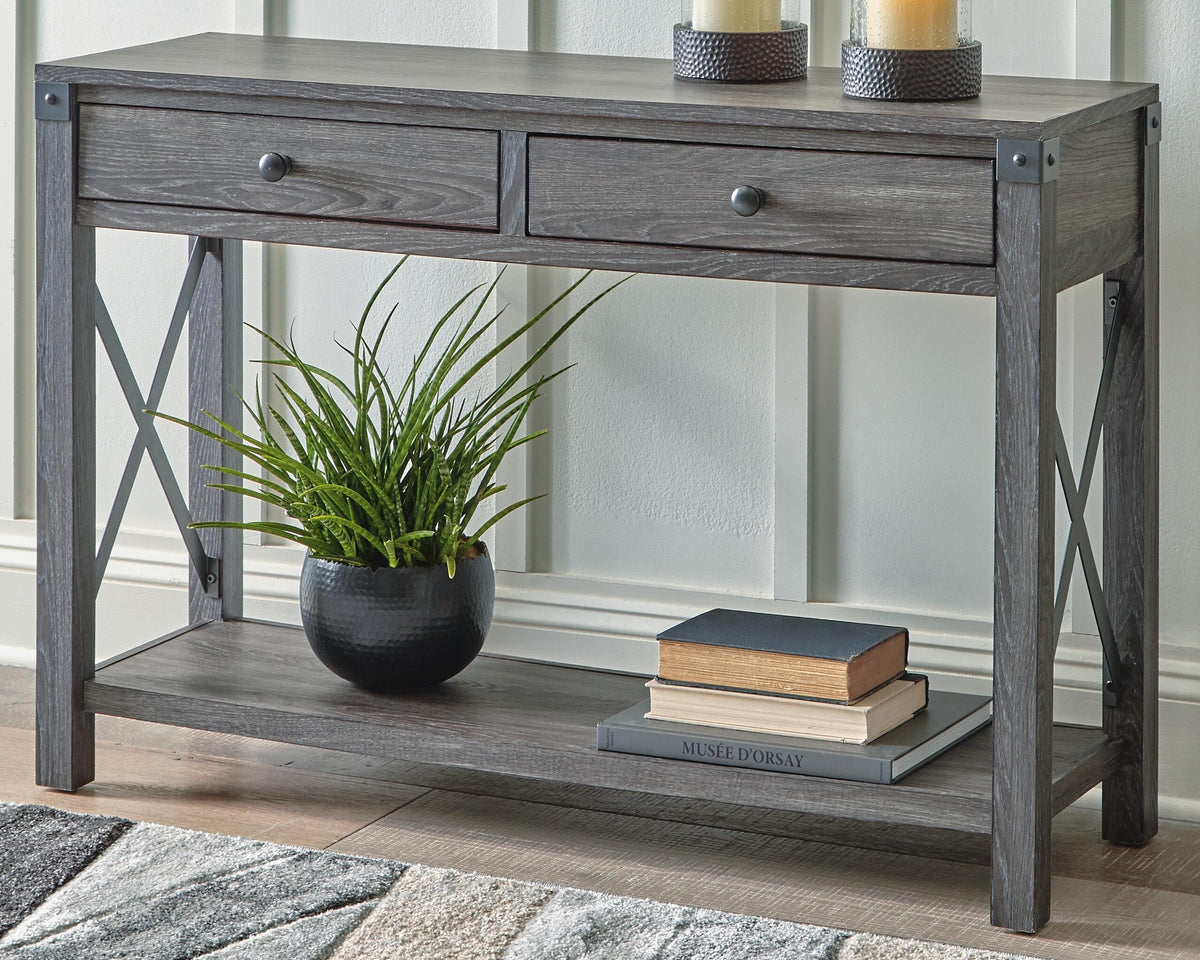 Freedan Lift-top Coffee Table, 2 End Tables and Console - Grayish Brown  (T175-SI) - Image 16