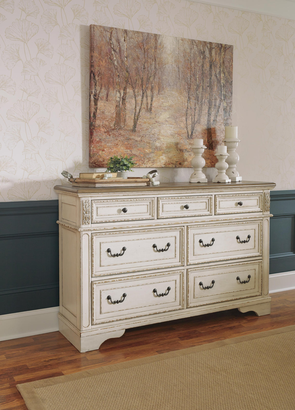 Realyn Panel Bed, Dresser and Chest - Two-tone  (B743-SI) - Image 10