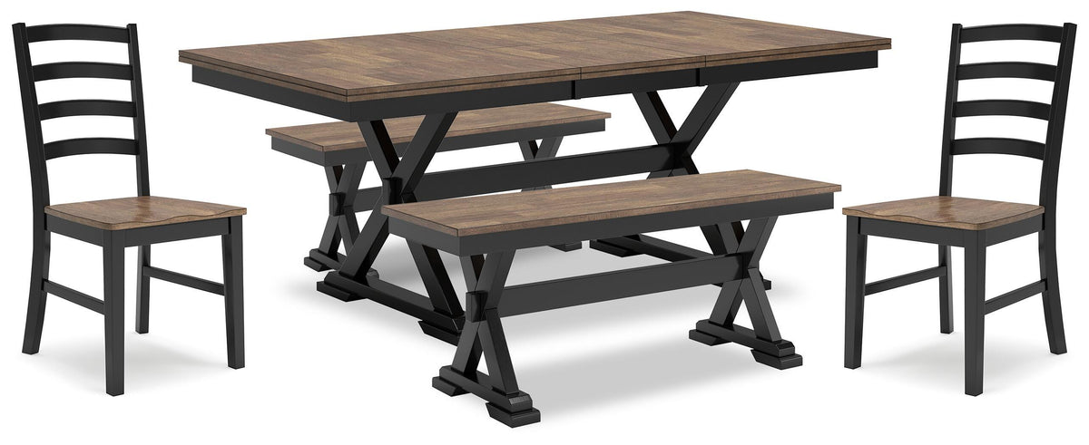 Wildenauer Dining Table, 2 Chairs and 2 Benches (D634-SI)