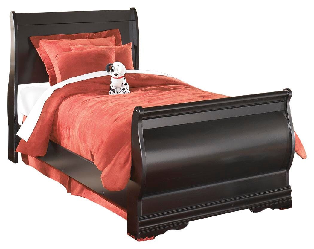 Huey Vineyard Sleigh Bed and Nightstand - Black  (B128-SI) - Image 2