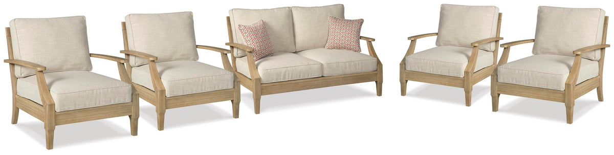 Clare View Outdoor Loveseat and 4 Lounge Chairs (P801-SI) - Image 2