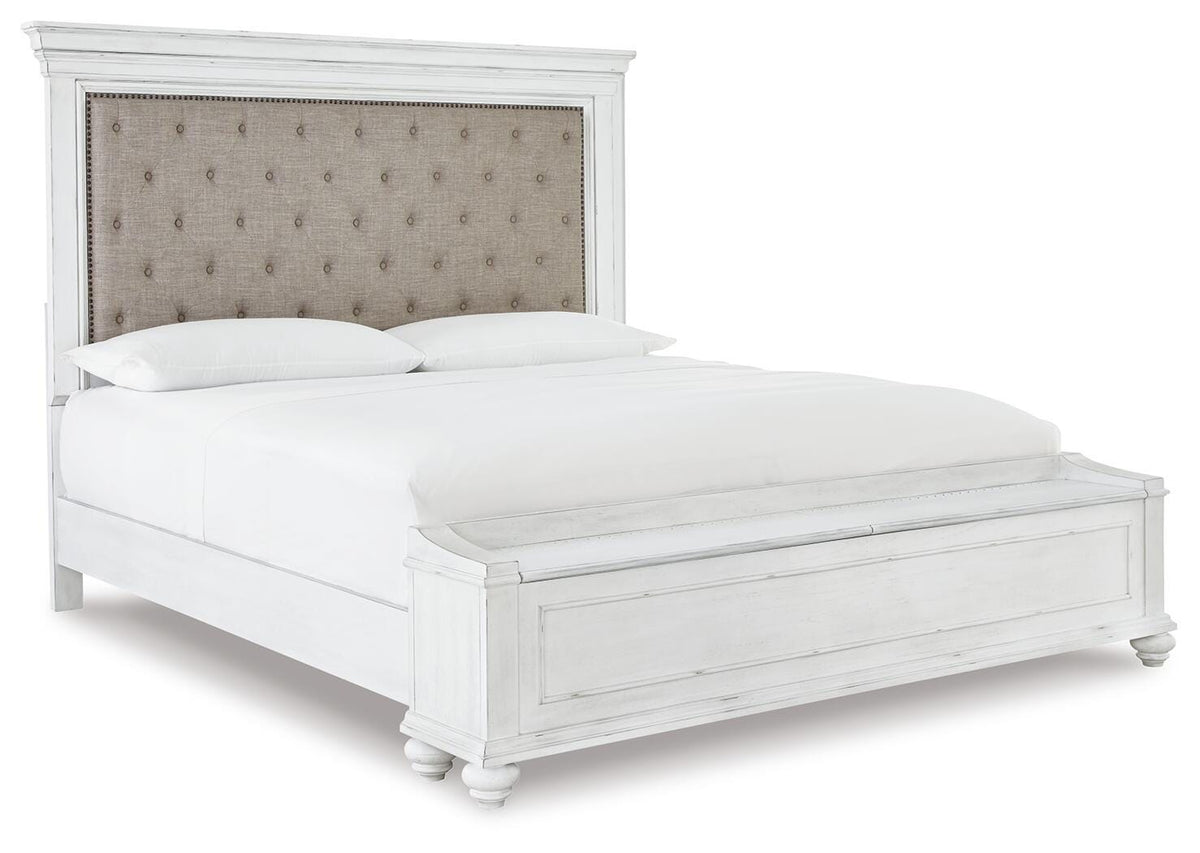 Kanwyn Upholstered Storage Bed, Dresser, Mirror and Nightstand - Whitewash  (B777-SI) - Image 5