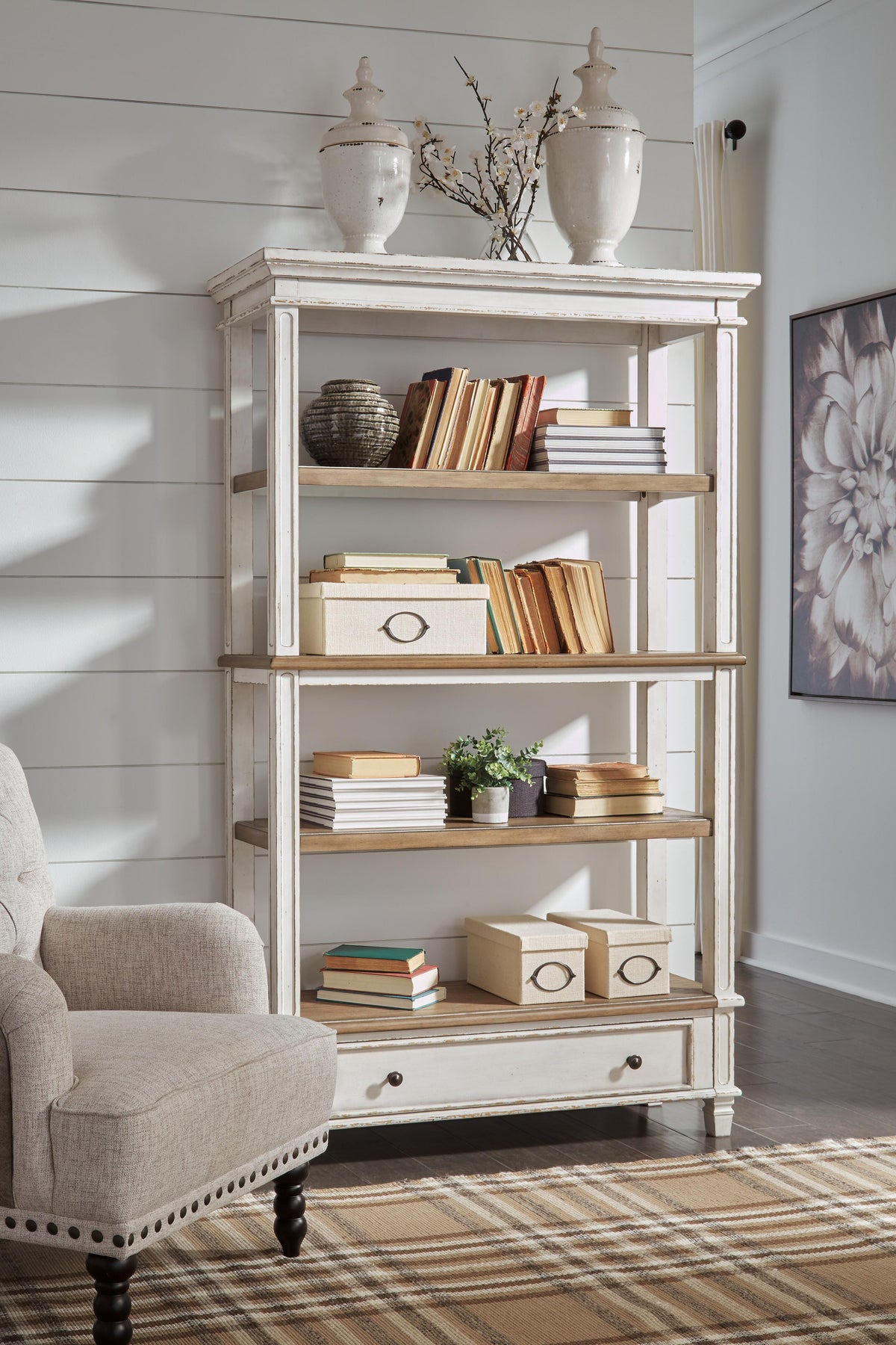 Realyn Lift-top Desk, L-shaped Desk and 4 Bookcases (H743-SI) - Image 10