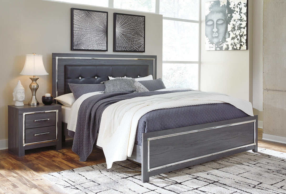 Lodanna Upholstered Panel Bed, Dresser and Nightstand - Gray  (B214-SI) - Image 7