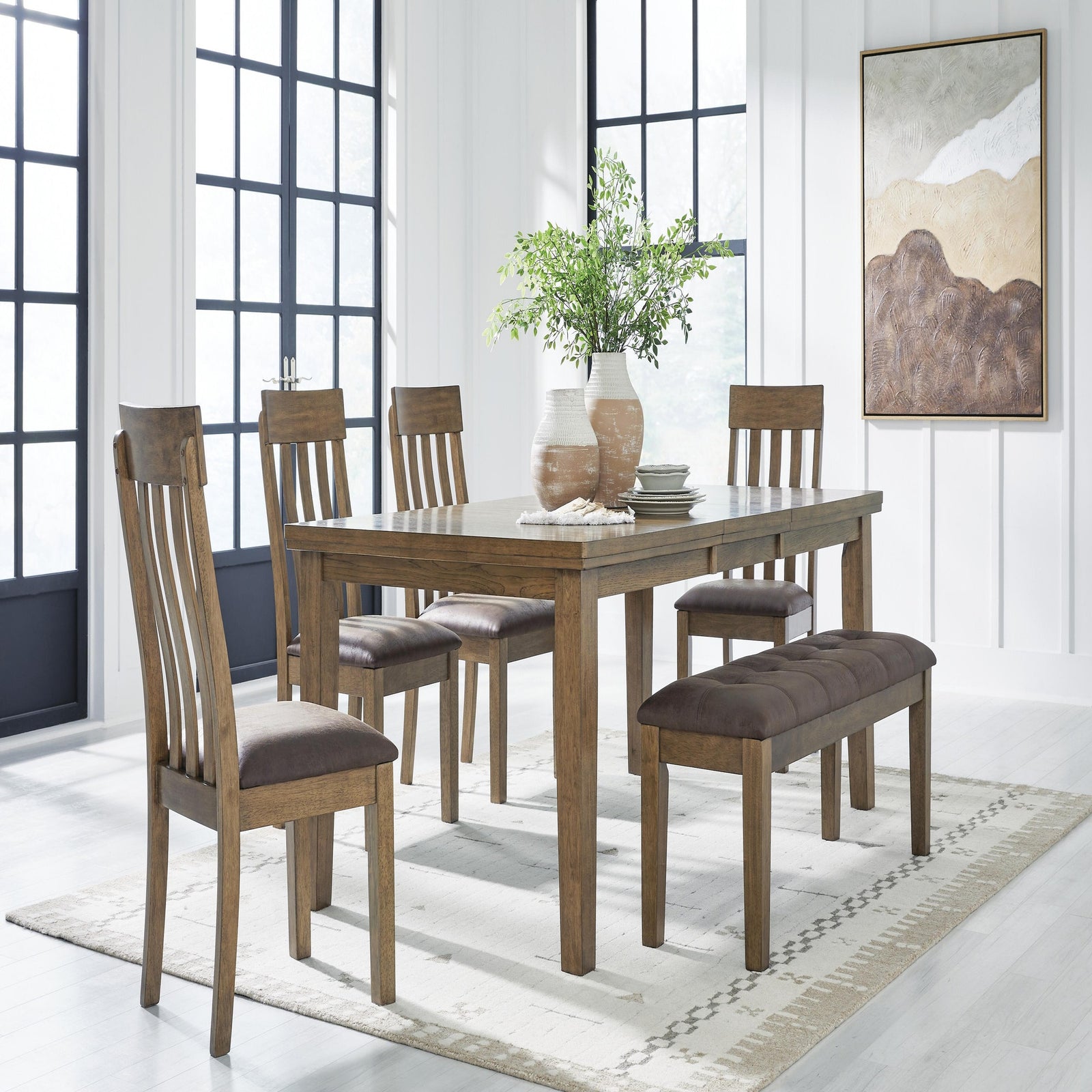 Urbinforte Extension Dining Table, 4 Chairs and Bench (PCD592-SI) - Image 12