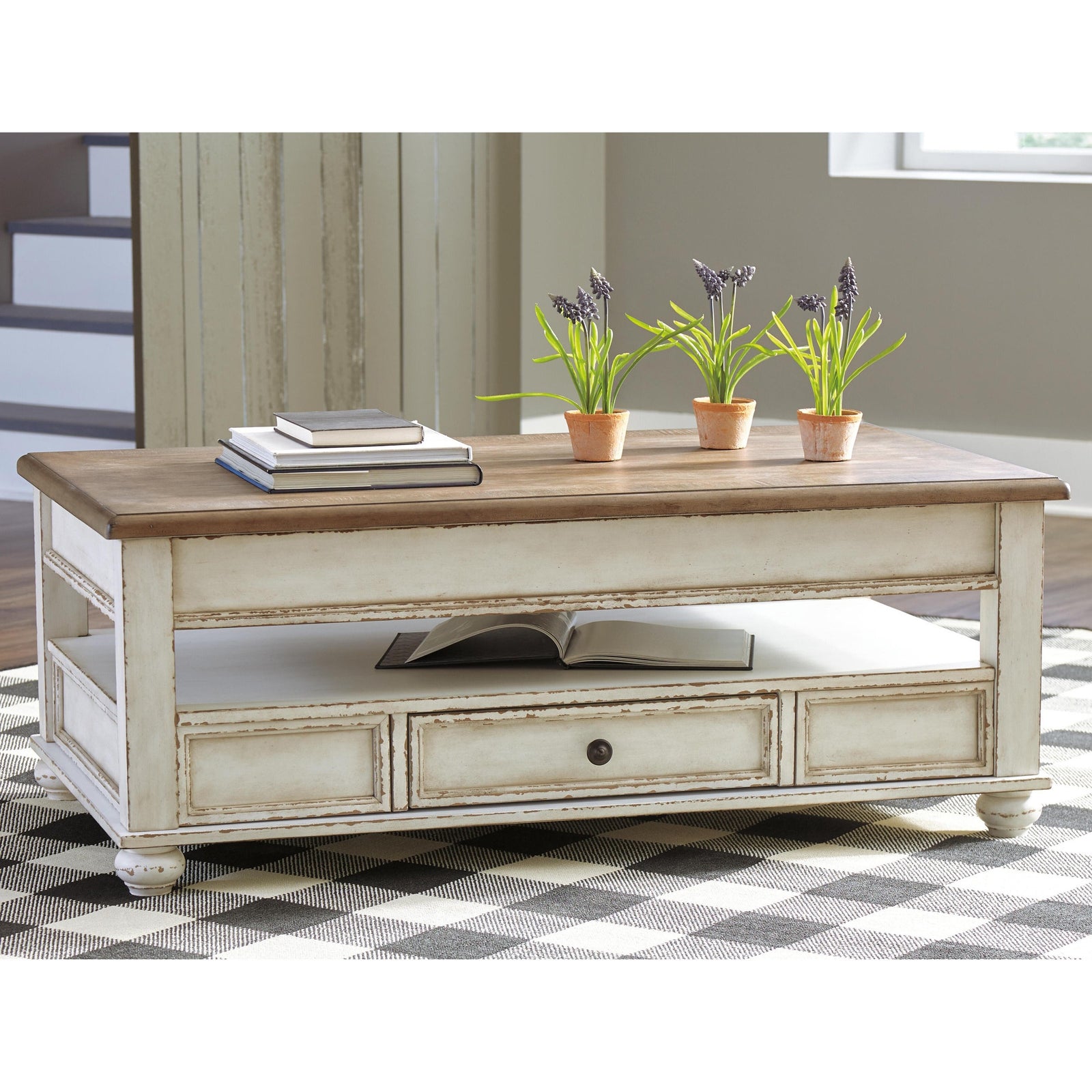 Realyn Coffee Table with Lift Top - White/Brown  (T523-SI) - Image 5