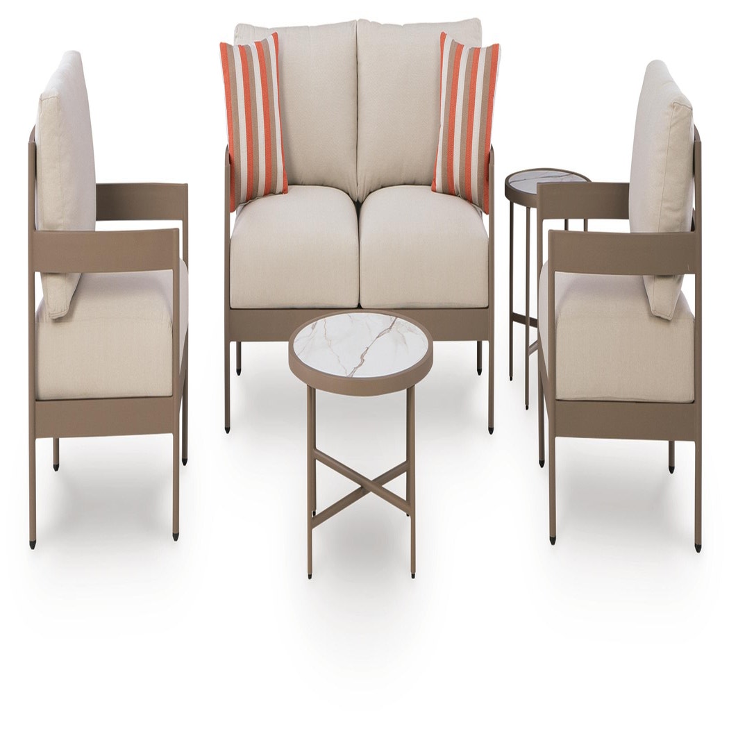 Bluff Trail Outdoor Love/Chairs/Tables Set (Set of 5) (PCP383-SI)