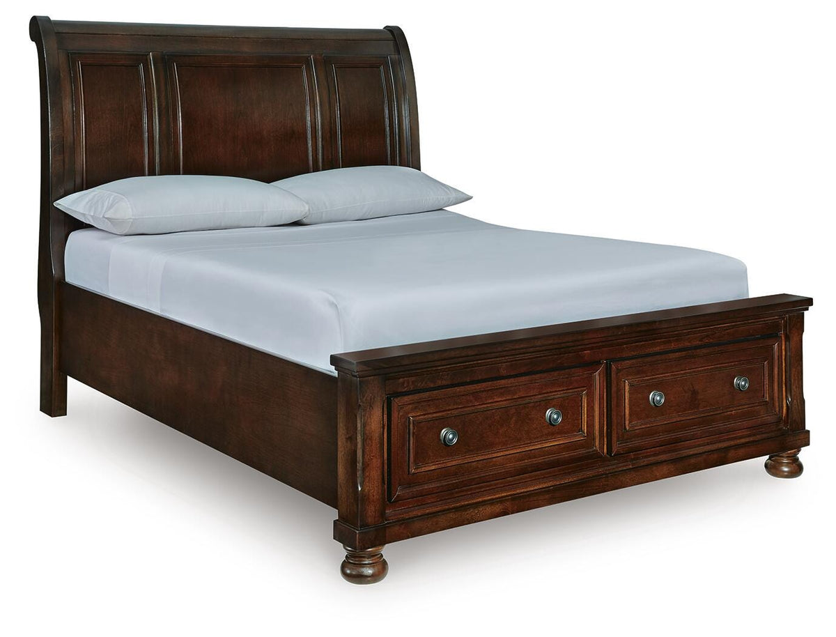 Porter Sleigh Storage Bed - Rustic Brown  (B697-SI)