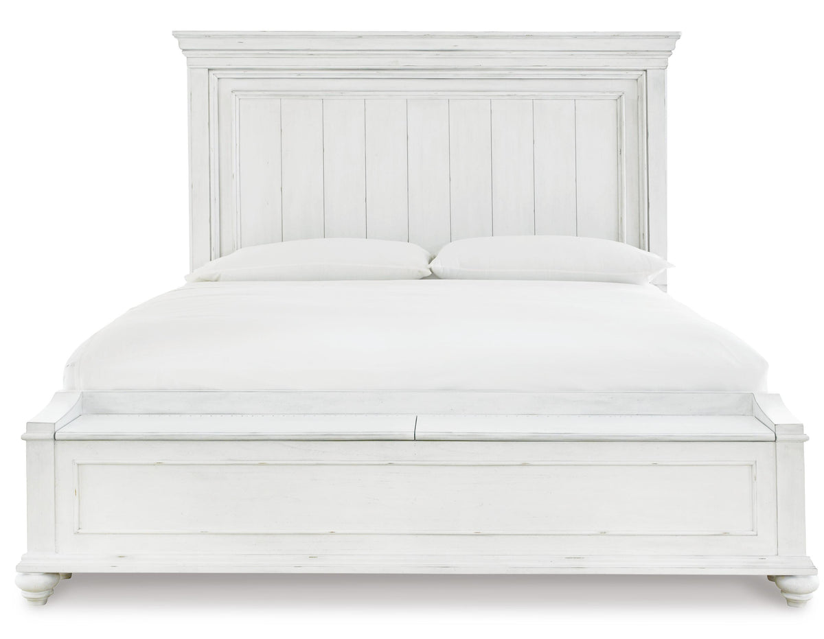 Kanwyn Panel Bed with Storage Bench - Whitewash  (B777-SI) - Image 6