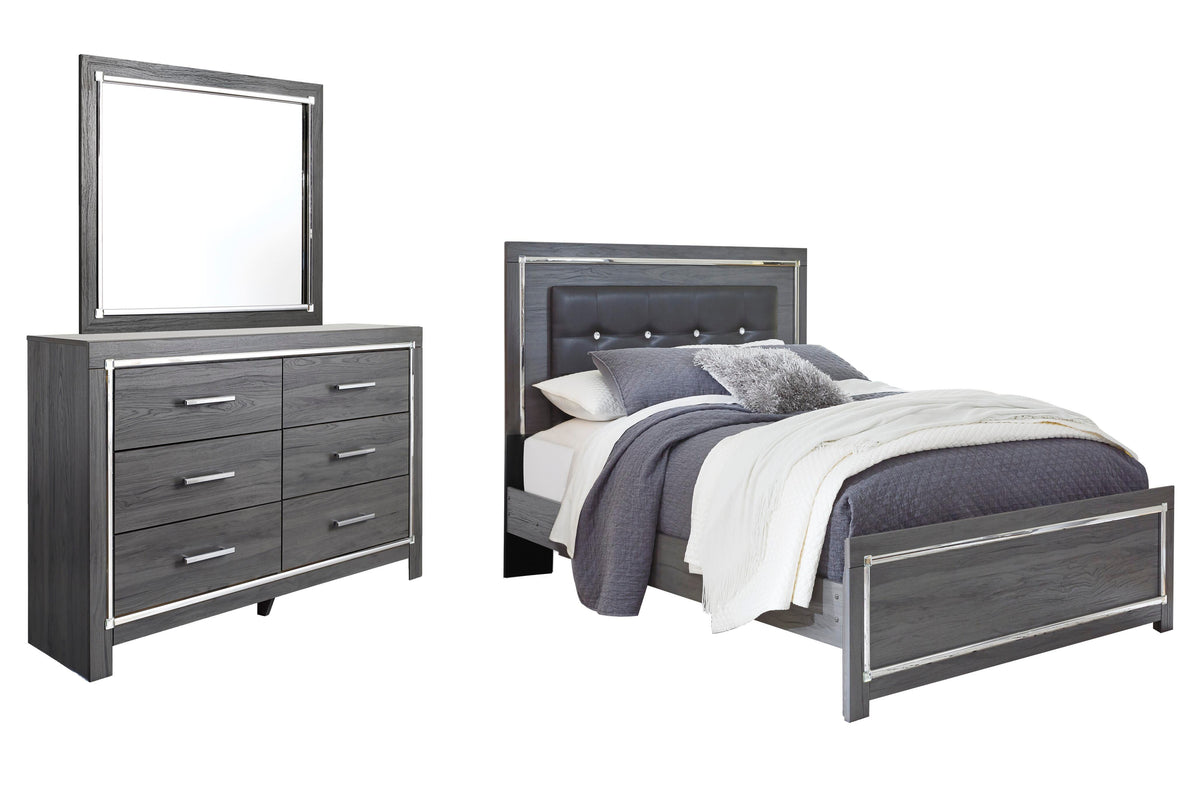 Lodanna Panel Bed, Dresser and Mirror - Gray  (B214-SI)