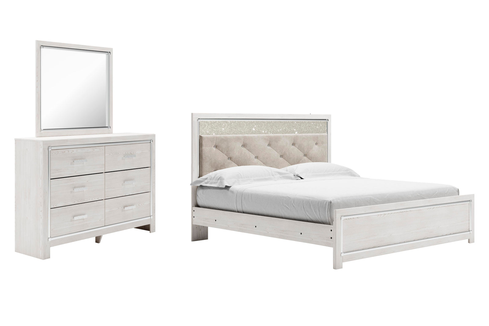 Altyra Panel Bed, Dresser and Mirror - White  (B2640-SI)