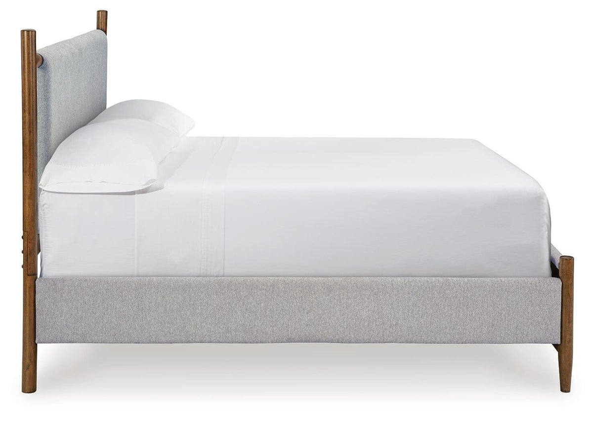 Lyncott Upholstered Bed, Dresser and Mirror - Brown  (B615-SI) - Image 8