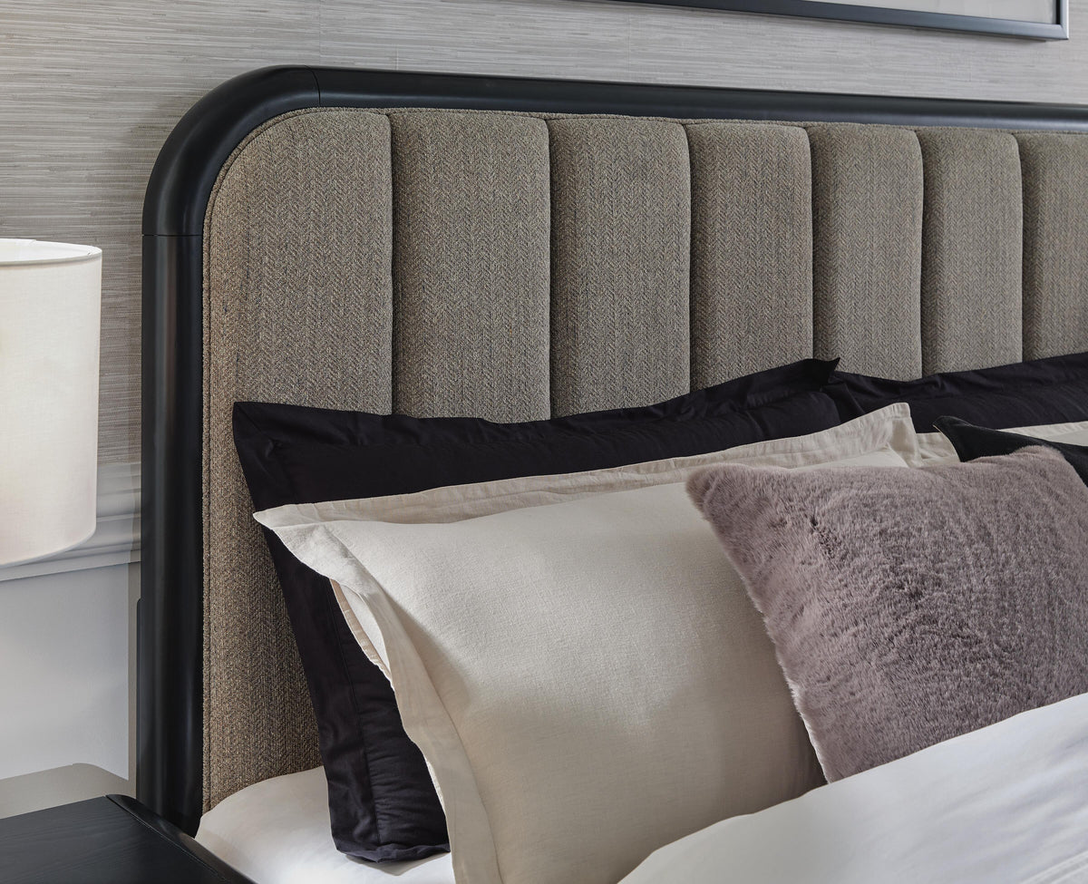Rowanbeck Upholstered Panel Bed - Gray/Black  (B821-SI) - Image 6