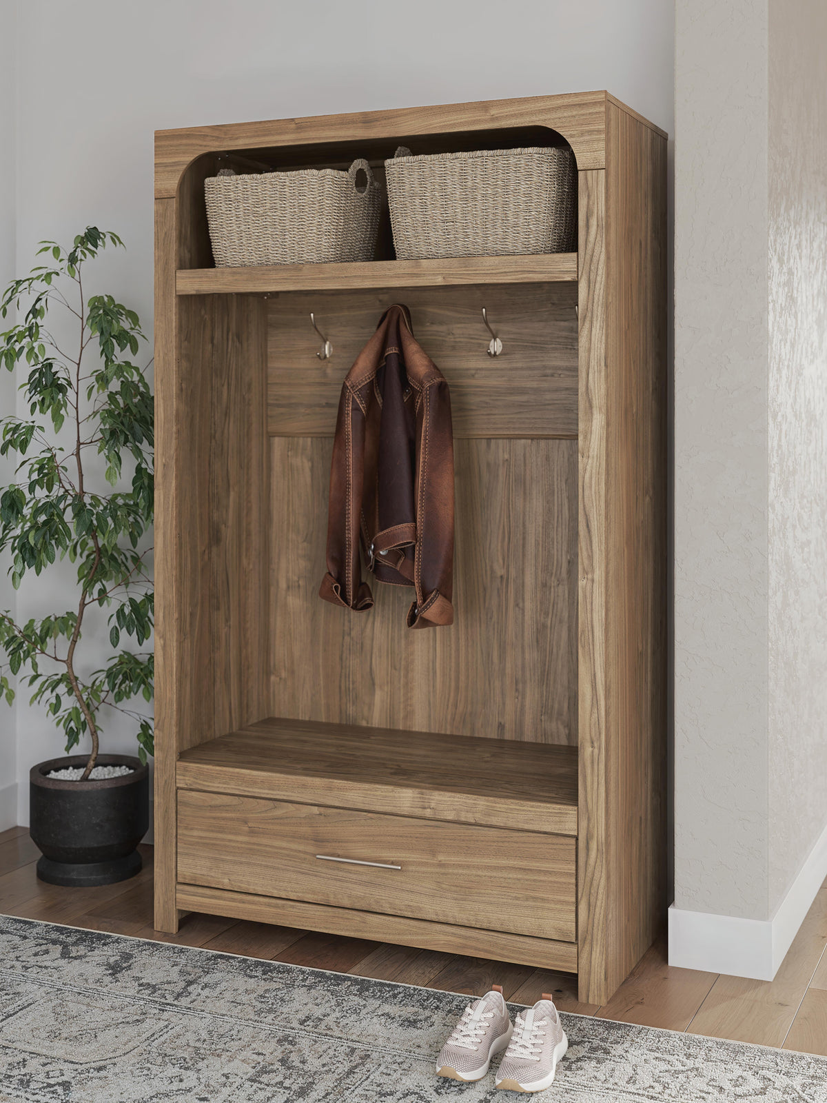 Dovander Hall Tree with Storage Bench (W1121-SI) - Image 9