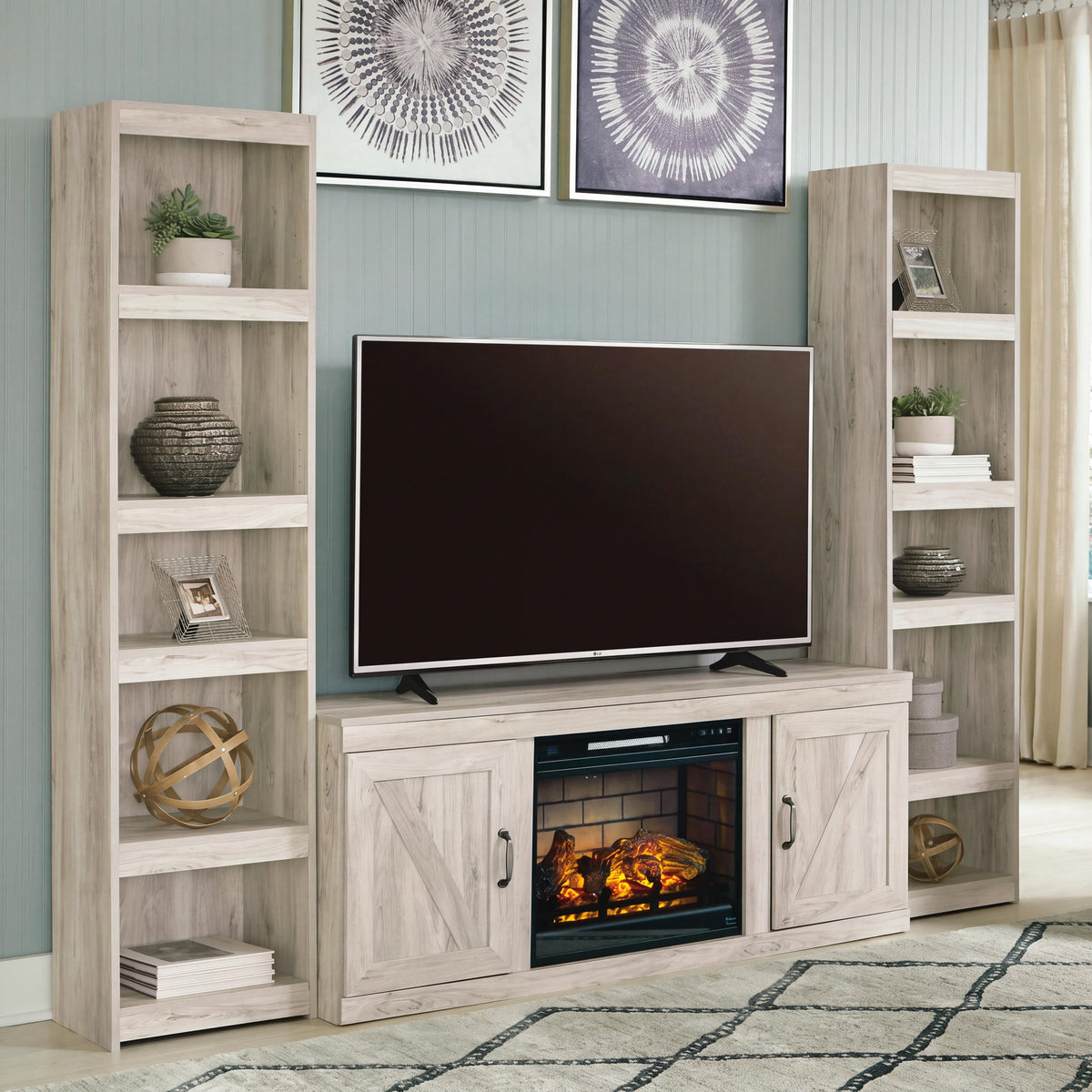 Bellaby 3-Piece Entertainment Center with Electric Fireplace (EW0331-SI) - Image 3