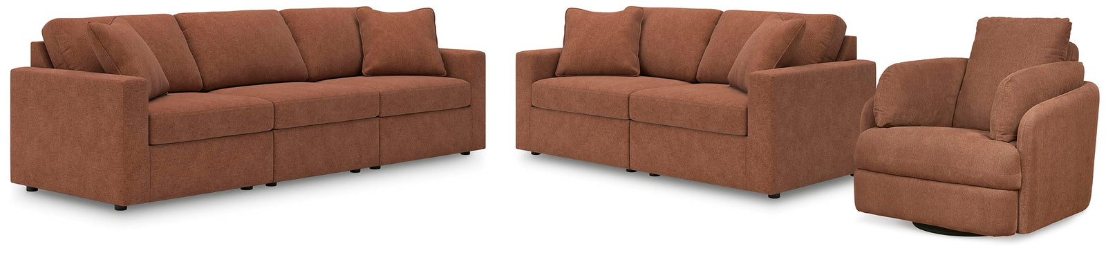Modmax 3-Piece Sectional Sofa, 2-Piece Sectional Loveseat and Swivel Glider Recliner (92102-SI)