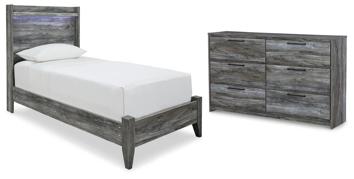 Baystorm Panel Bed and Dresser - Gray  (B221-SI)